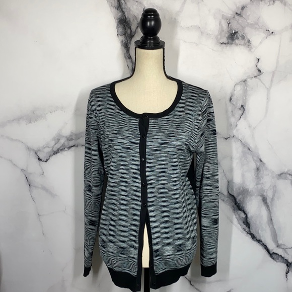 vila milano Sweaters - VILA MILANO gray and black space dye button up cardigan sweater Large
